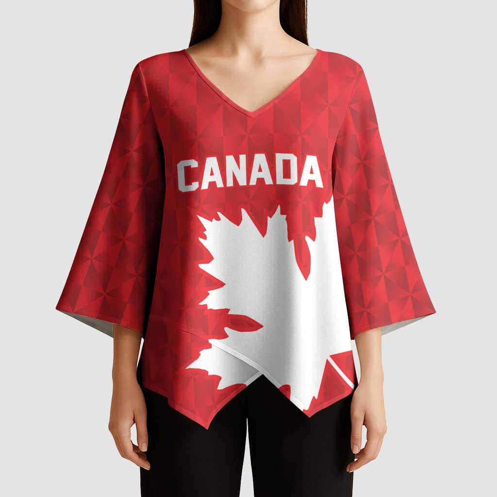 World Football 2026 Canada Custom Kimono Sleeve Blouse Canucks Maple Leaf Pattern - Wonder Print Shop