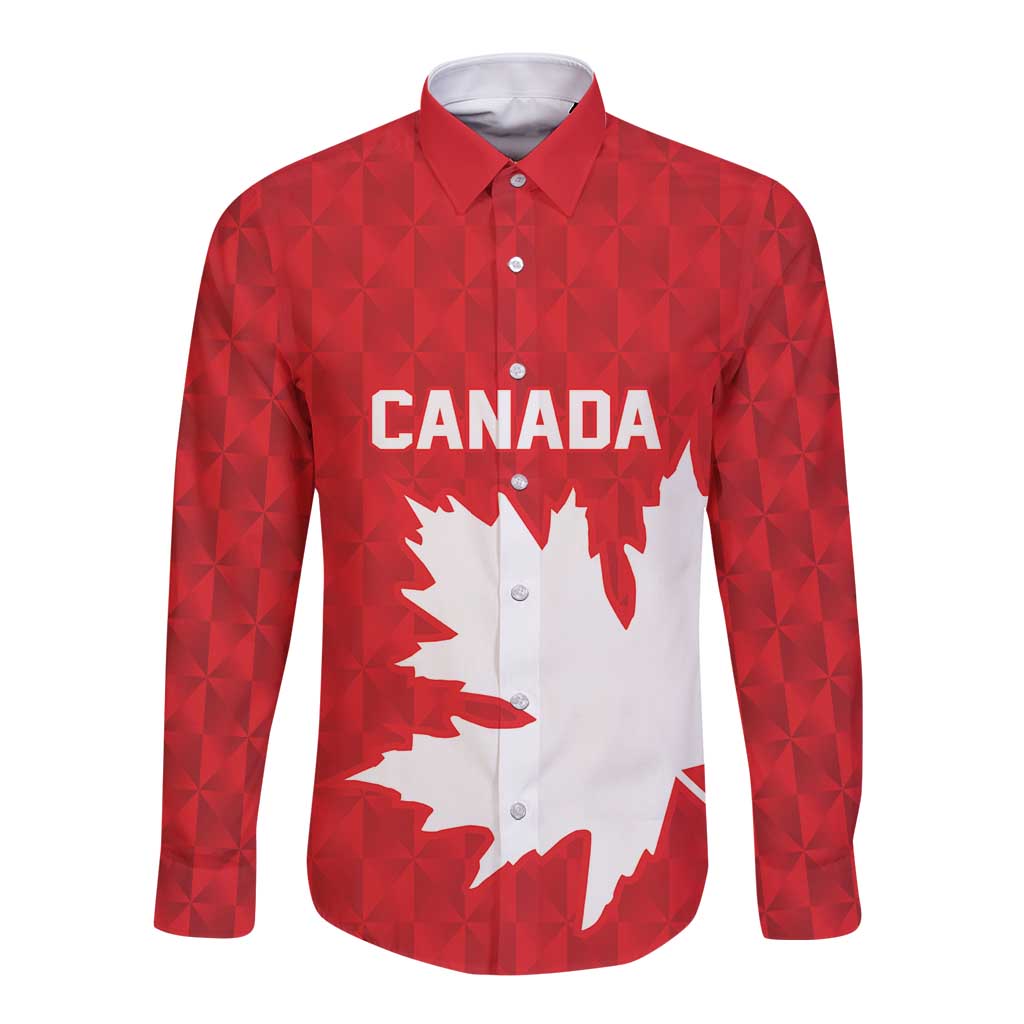 World Football 2026 Canada Custom Long Sleeve Button Shirt Canucks Maple Leaf Pattern - Wonder Print Shop