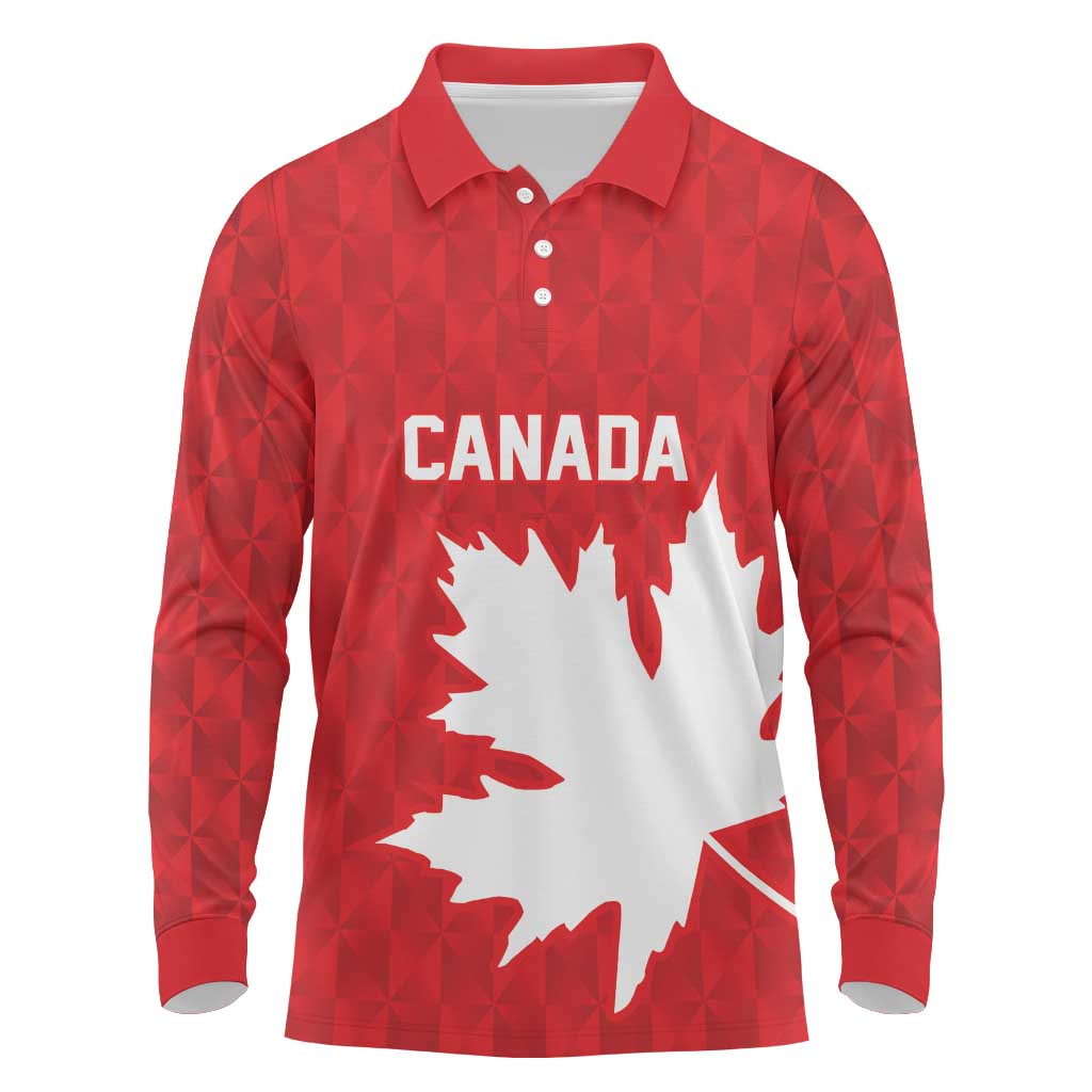 World Football 2026 Canada Custom Long Sleeve Polo Shirt Canucks Maple Leaf Pattern - Wonder Print Shop