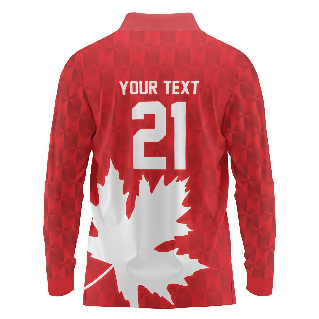 World Football 2026 Canada Custom Long Sleeve Polo Shirt Canucks Maple Leaf Pattern - Wonder Print Shop