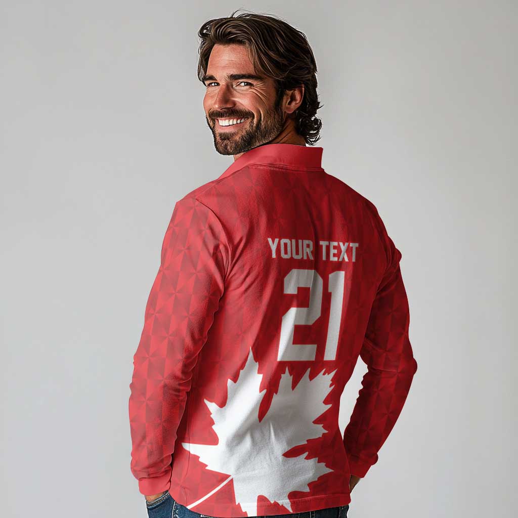 World Football 2026 Canada Custom Long Sleeve Polo Shirt Canucks Maple Leaf Pattern - Wonder Print Shop