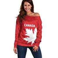 World Football 2026 Canada Custom Off Shoulder Sweater Canucks Maple Leaf Pattern - Wonder Print Shop