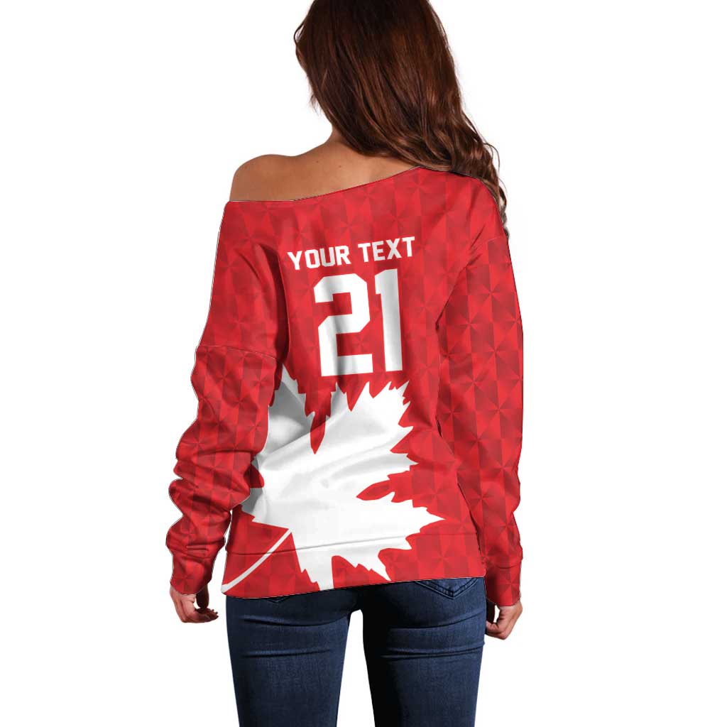 World Football 2026 Canada Custom Off Shoulder Sweater Canucks Maple Leaf Pattern - Wonder Print Shop