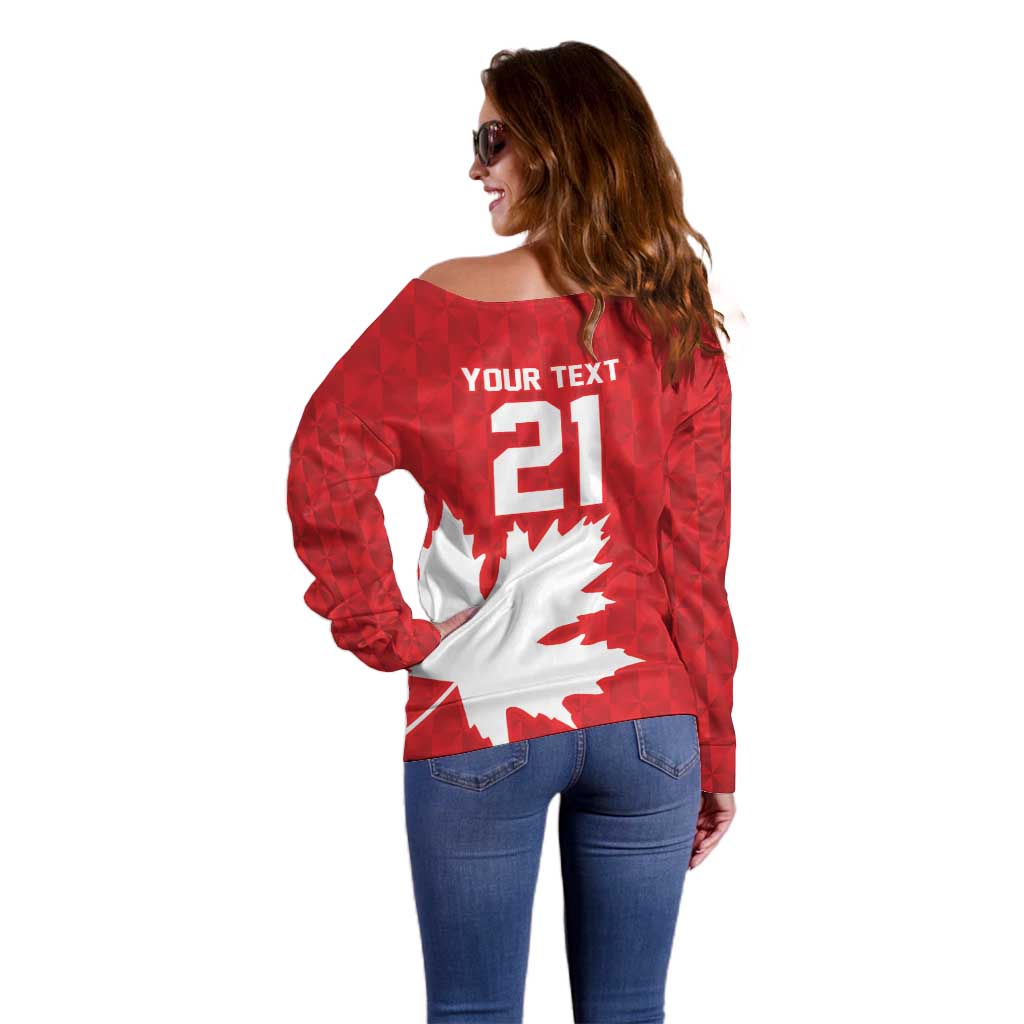 World Football 2026 Canada Custom Off Shoulder Sweater Canucks Maple Leaf Pattern - Wonder Print Shop