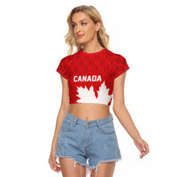 World Football 2026 Canada Custom Raglan Cropped T Shirt Canucks Maple Leaf Pattern - Wonder Print Shop