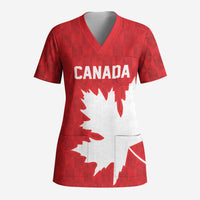 World Football 2026 Canada Custom Scrub Top Canucks Maple Leaf Pattern - Wonder Print Shop