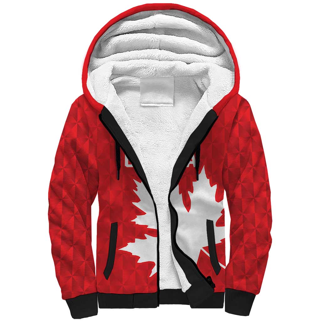 World Football 2026 Canada Custom Sherpa Hoodie Canucks Maple Leaf Pattern - Wonder Print Shop