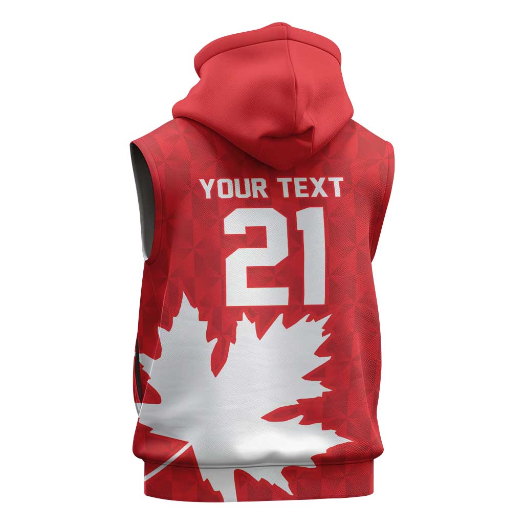 World Football 2026 Canada Custom Sleeveless Hoodie Canucks Maple Leaf Pattern - Wonder Print Shop