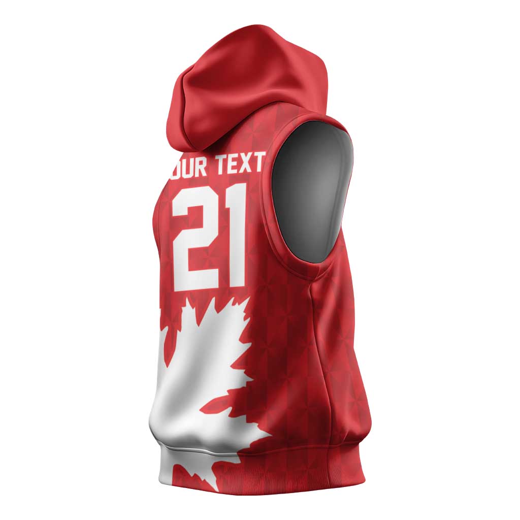 World Football 2026 Canada Custom Sleeveless Hoodie Canucks Maple Leaf Pattern - Wonder Print Shop
