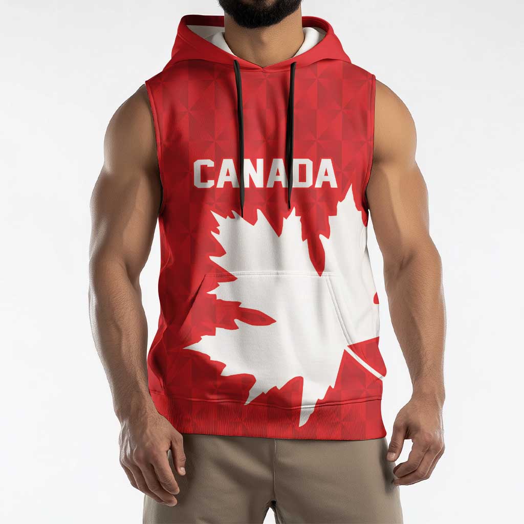 World Football 2026 Canada Custom Sleeveless Hoodie Canucks Maple Leaf Pattern - Wonder Print Shop