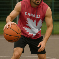 World Football 2026 Canada Custom Sleeveless Hoodie Canucks Maple Leaf Pattern - Wonder Print Shop