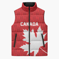 World Football 2026 Canada Custom Sleeveless Puffer Jacket Canucks Maple Leaf Pattern - Wonder Print Shop