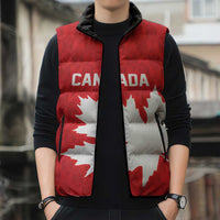 World Football 2026 Canada Custom Sleeveless Puffer Jacket Canucks Maple Leaf Pattern - Wonder Print Shop