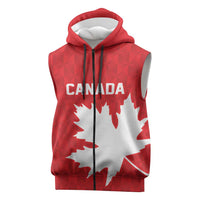 World Football 2026 Canada Custom Sleeveless Zip Hoodie Canucks Maple Leaf Pattern - Wonder Print Shop