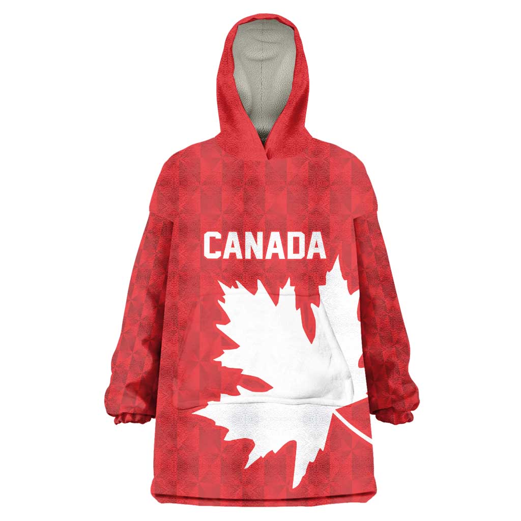 World Football 2026 Canada Custom Wearable Blanket Hoodie Canucks Maple Leaf Pattern - Wonder Print Shop