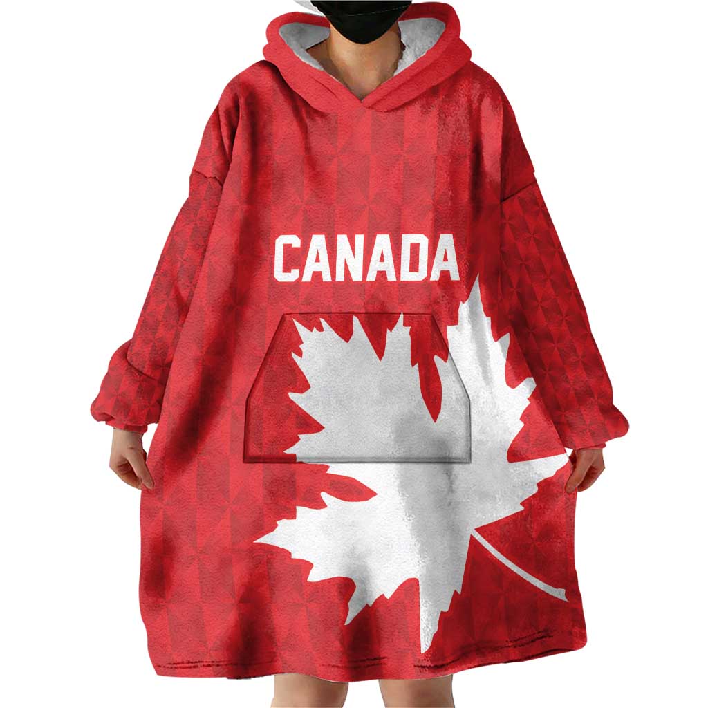 World Football 2026 Canada Custom Wearable Blanket Hoodie Canucks Maple Leaf Pattern - Wonder Print Shop