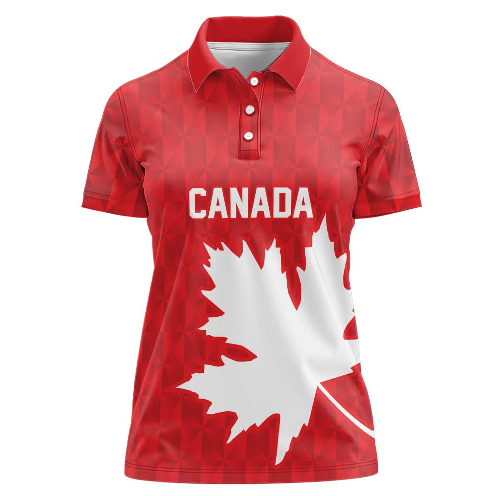 World Football 2026 Canada Custom Women Polo Shirt Canucks Maple Leaf Pattern - Wonder Print Shop