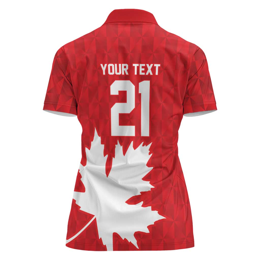 World Football 2026 Canada Custom Women Polo Shirt Canucks Maple Leaf Pattern - Wonder Print Shop