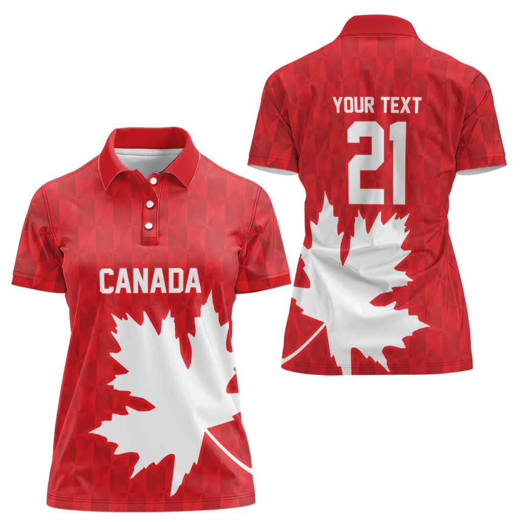 World Football 2026 Canada Custom Women Polo Shirt Canucks Maple Leaf Pattern - Wonder Print Shop