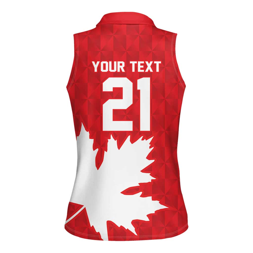 World Football 2026 Canada Custom Women Sleeveless Polo Shirt Canucks Maple Leaf Pattern - Wonder Print Shop