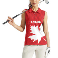 World Football 2026 Canada Custom Women Sleeveless Polo Shirt Canucks Maple Leaf Pattern - Wonder Print Shop