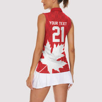 World Football 2026 Canada Custom Women Sleeveless Polo Shirt Canucks Maple Leaf Pattern - Wonder Print Shop
