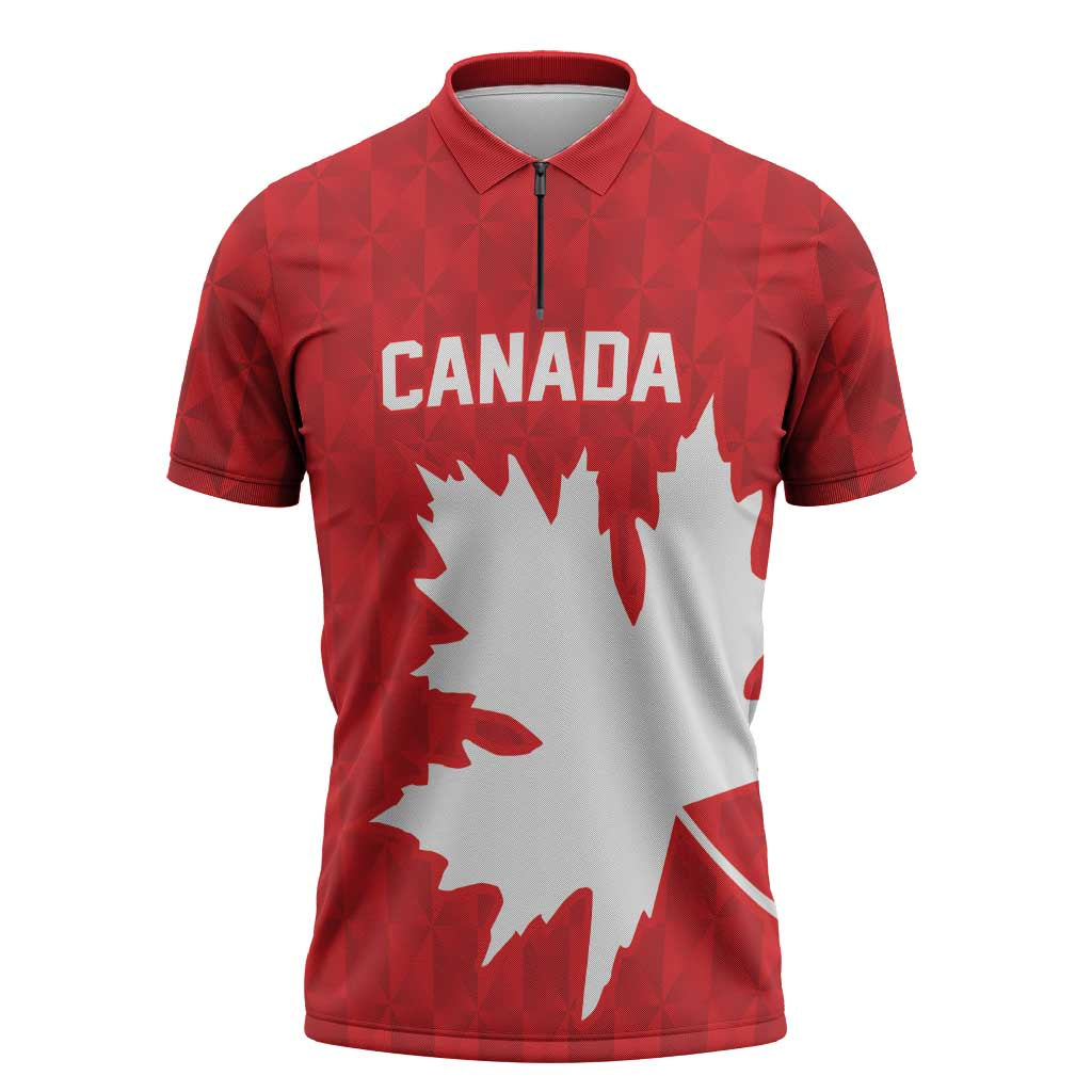 World Football 2026 Canada Custom Zipper Polo Shirt Canucks Maple Leaf Pattern - Wonder Print Shop