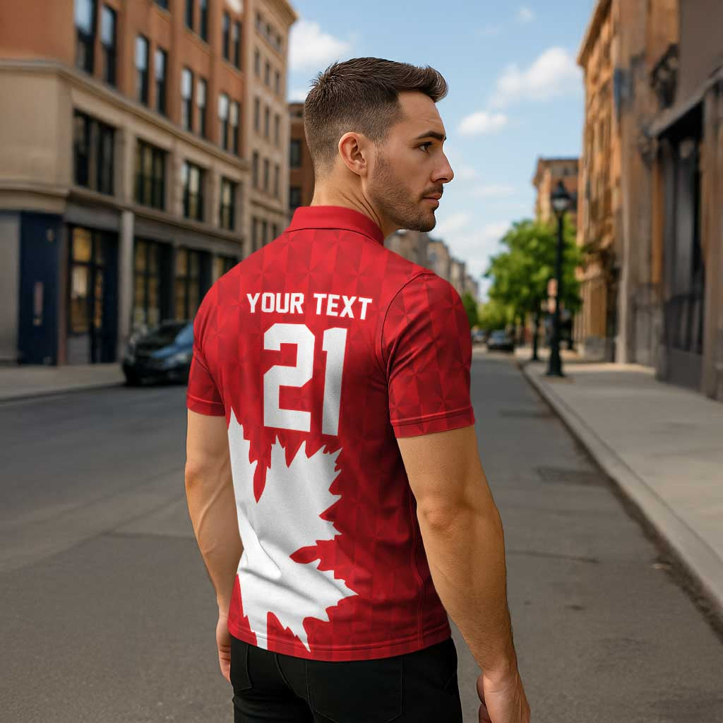 World Football 2026 Canada Custom Zipper Polo Shirt Canucks Maple Leaf Pattern - Wonder Print Shop
