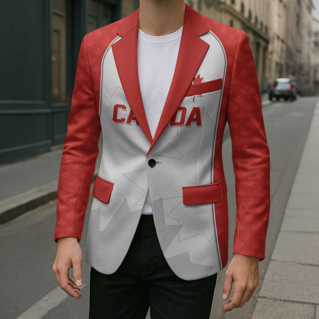 World Football 2026 Canada Custom Blazer Maple Leaf Seamless Pattern - Wonder Print Shop