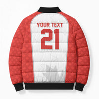 World Football 2026 Canada Custom Bomber Puffer Jacket Maple Leaf Seamless Pattern - Wonder Print Shop