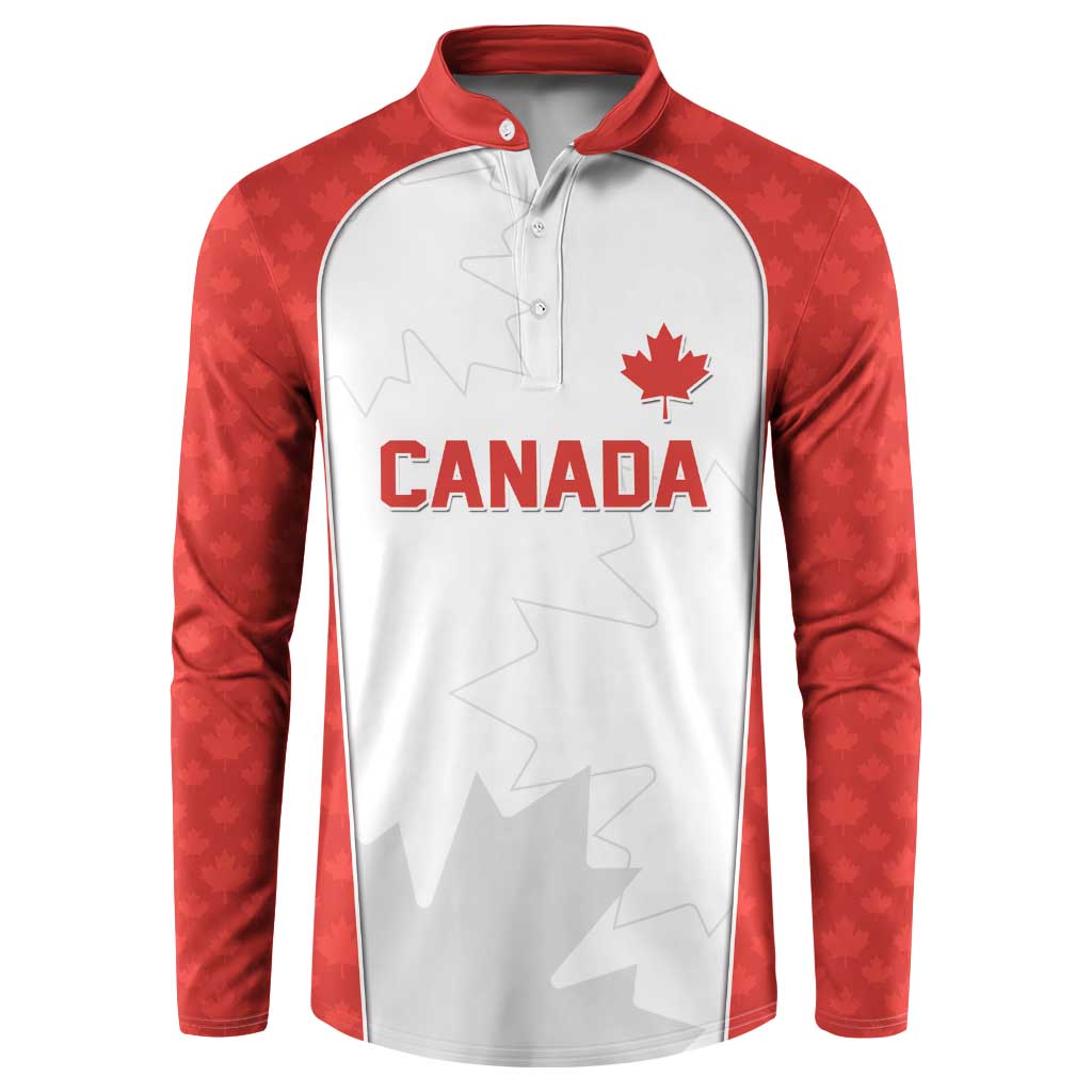 World Football 2026 Canada Custom Button Sweatshirt Maple Leaf Seamless Pattern - Wonder Print Shop