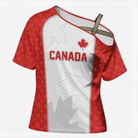 World Football 2026 Canada Custom Cross Shoulder Shirt Maple Leaf Seamless Pattern - Wonder Print Shop