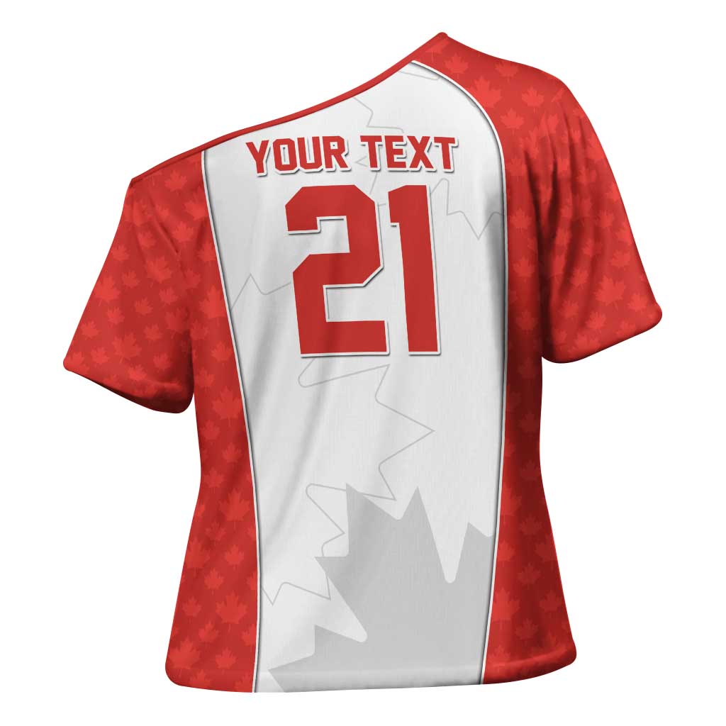 World Football 2026 Canada Custom Cross Shoulder Shirt Maple Leaf Seamless Pattern - Wonder Print Shop