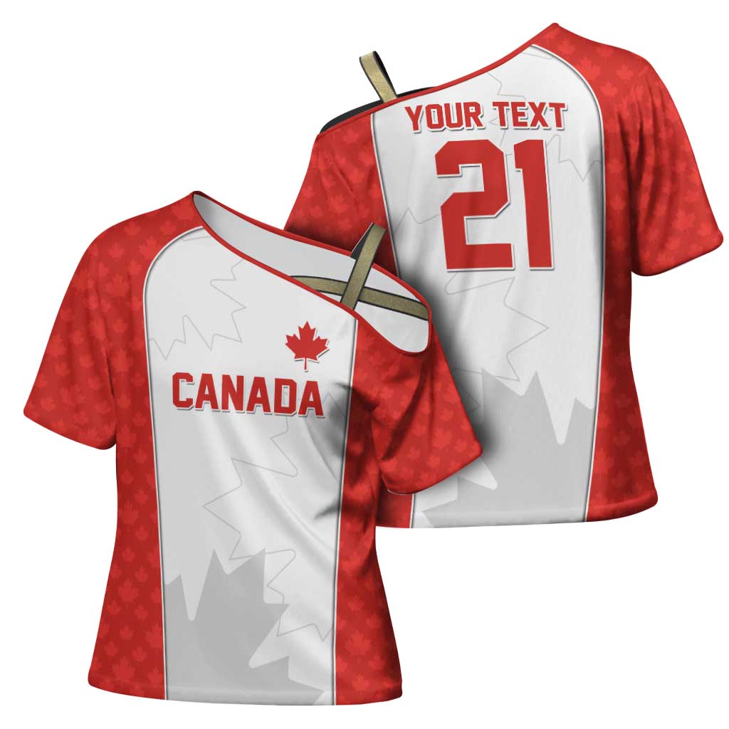 World Football 2026 Canada Custom Cross Shoulder Shirt Maple Leaf Seamless Pattern - Wonder Print Shop