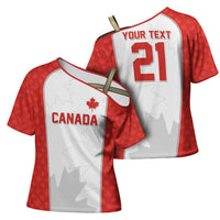 World Football 2026 Canada Custom Cross Shoulder Shirt Maple Leaf Seamless Pattern - Wonder Print Shop