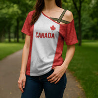 World Football 2026 Canada Custom Cross Shoulder Shirt Maple Leaf Seamless Pattern - Wonder Print Shop