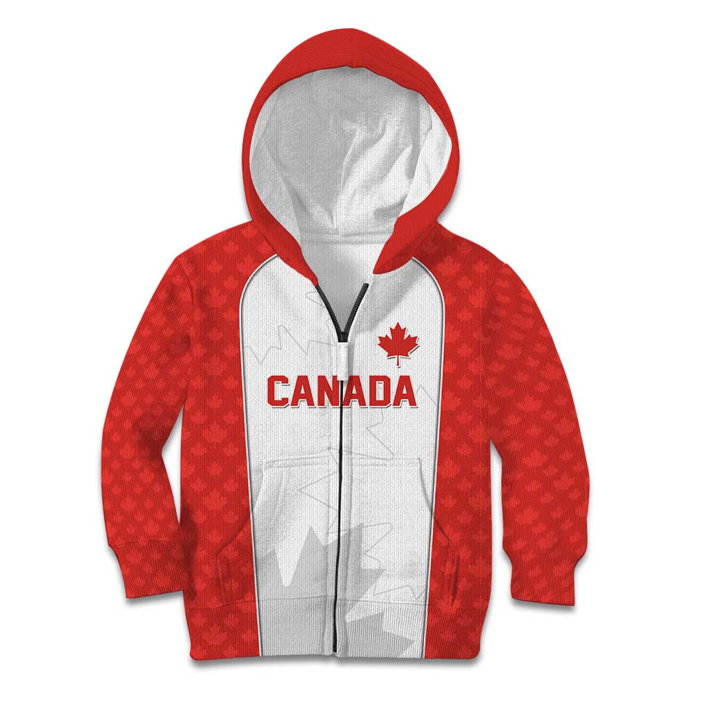World Football 2026 Canada Custom Kid Hoodie Maple Leaf Seamless Pattern - Wonder Print Shop