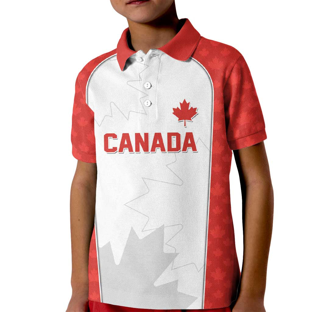 World Football 2026 Canada Custom Kid Polo Shirt Maple Leaf Seamless Pattern - Wonder Print Shop