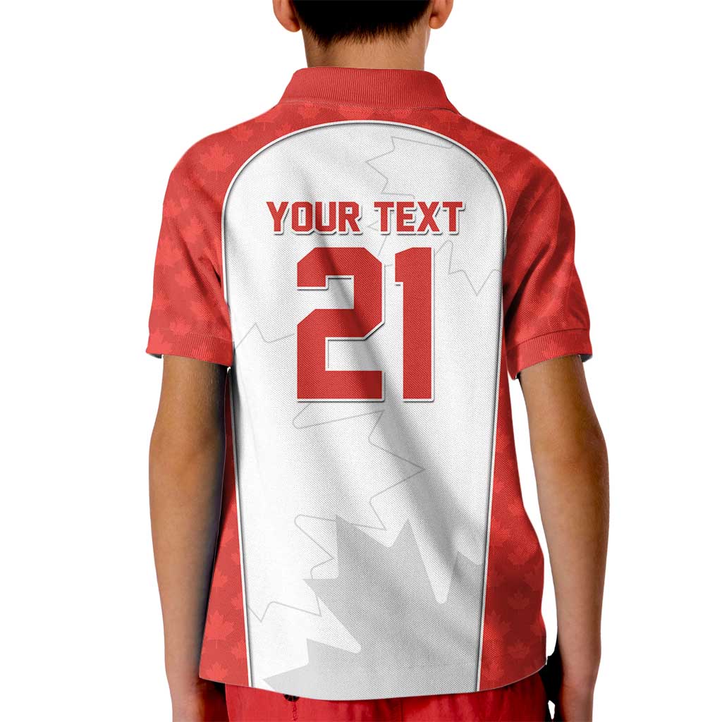 World Football 2026 Canada Custom Kid Polo Shirt Maple Leaf Seamless Pattern - Wonder Print Shop