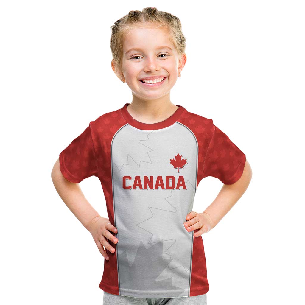 World Football 2026 Canada Custom Kid T Shirt Maple Leaf Seamless Pattern - Wonder Print Shop