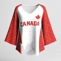 World Football 2026 Canada Custom Kimono Sleeve Blouse Maple Leaf Seamless Pattern - Wonder Print Shop