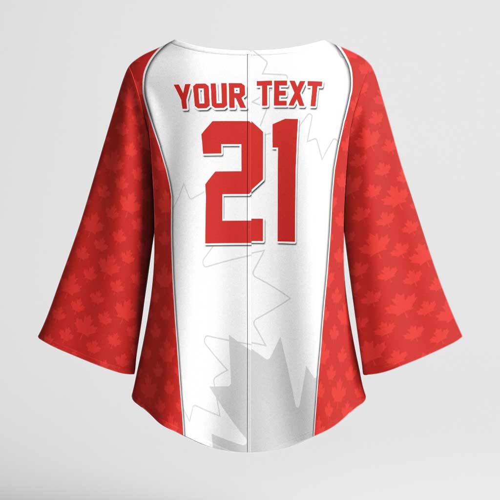 World Football 2026 Canada Custom Kimono Sleeve Blouse Maple Leaf Seamless Pattern - Wonder Print Shop