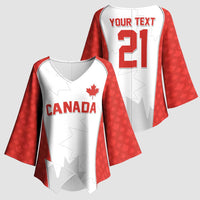World Football 2026 Canada Custom Kimono Sleeve Blouse Maple Leaf Seamless Pattern - Wonder Print Shop