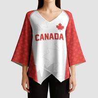 World Football 2026 Canada Custom Kimono Sleeve Blouse Maple Leaf Seamless Pattern - Wonder Print Shop