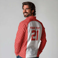 World Football 2026 Canada Custom Long Sleeve Polo Shirt Maple Leaf Seamless Pattern - Wonder Print Shop