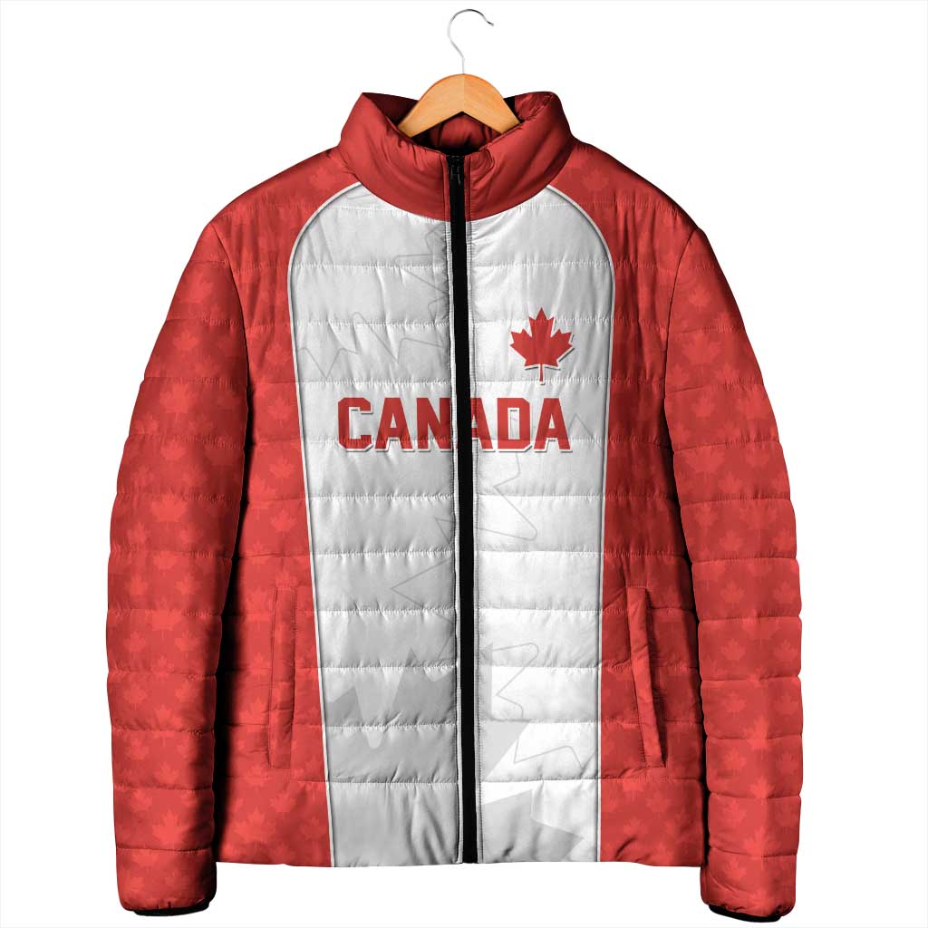 World Football 2026 Canada Custom Padded Jacket Maple Leaf Seamless Pattern - Wonder Print Shop