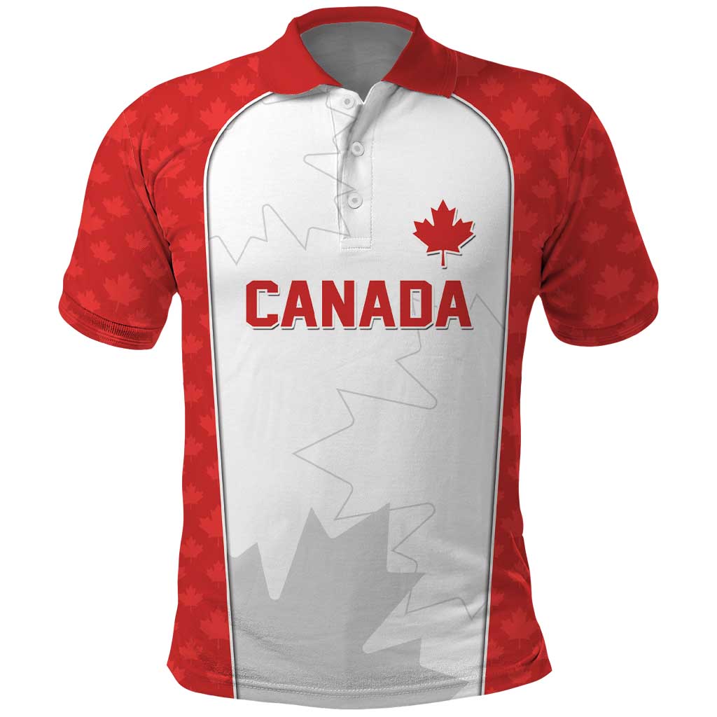 World Football 2026 Canada Custom Polo Shirt Maple Leaf Seamless Pattern - Wonder Print Shop