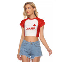 World Football 2026 Canada Custom Raglan Cropped T Shirt Maple Leaf Seamless Pattern - Wonder Print Shop