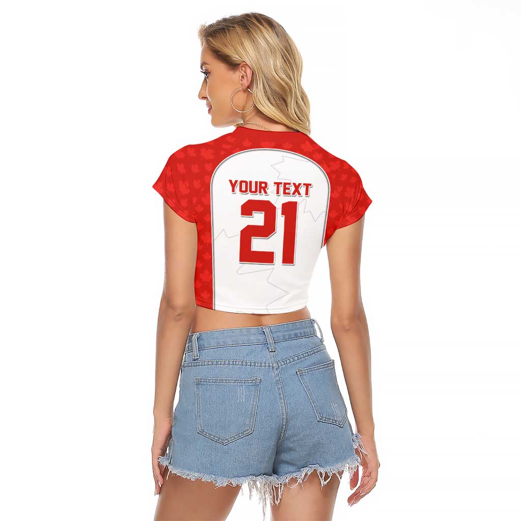World Football 2026 Canada Custom Raglan Cropped T Shirt Maple Leaf Seamless Pattern - Wonder Print Shop