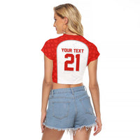 World Football 2026 Canada Custom Raglan Cropped T Shirt Maple Leaf Seamless Pattern - Wonder Print Shop
